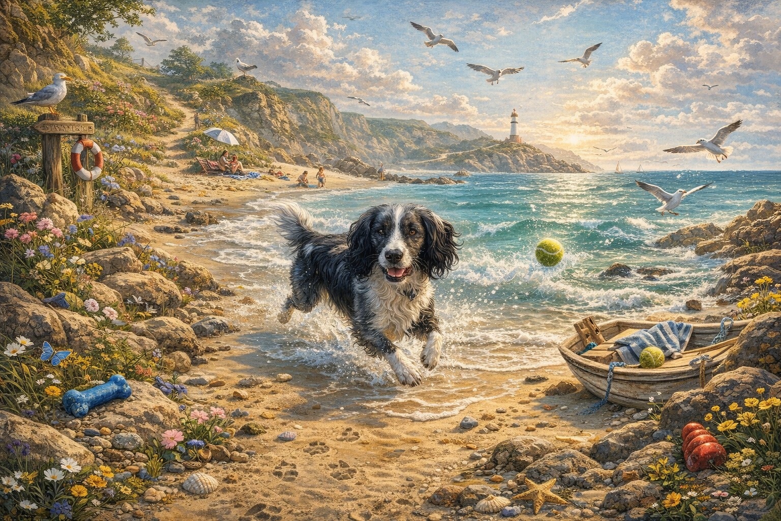 Otis the Spaniel on a Cornish beach — an example Jigsaw Tails jigsaw